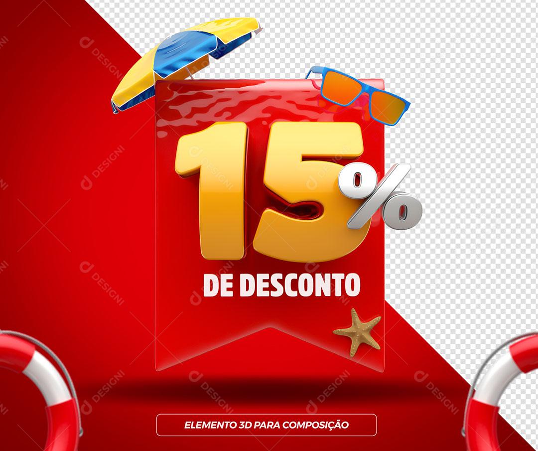 15% de Desconto Elemento 3D Para Composição PSD