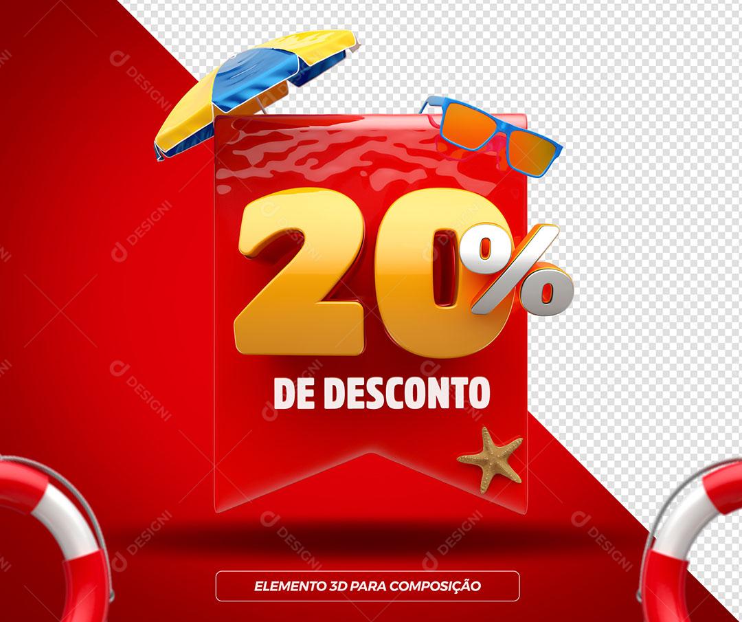 20% de Desconto Elemento 3D Para Composição PSD