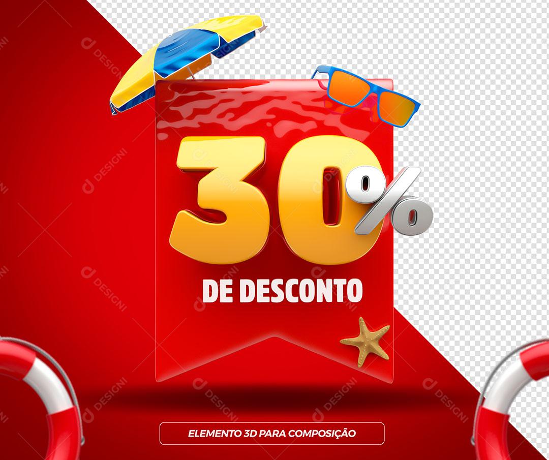 30% de Desconto Elemento 3D Para Composição PSD