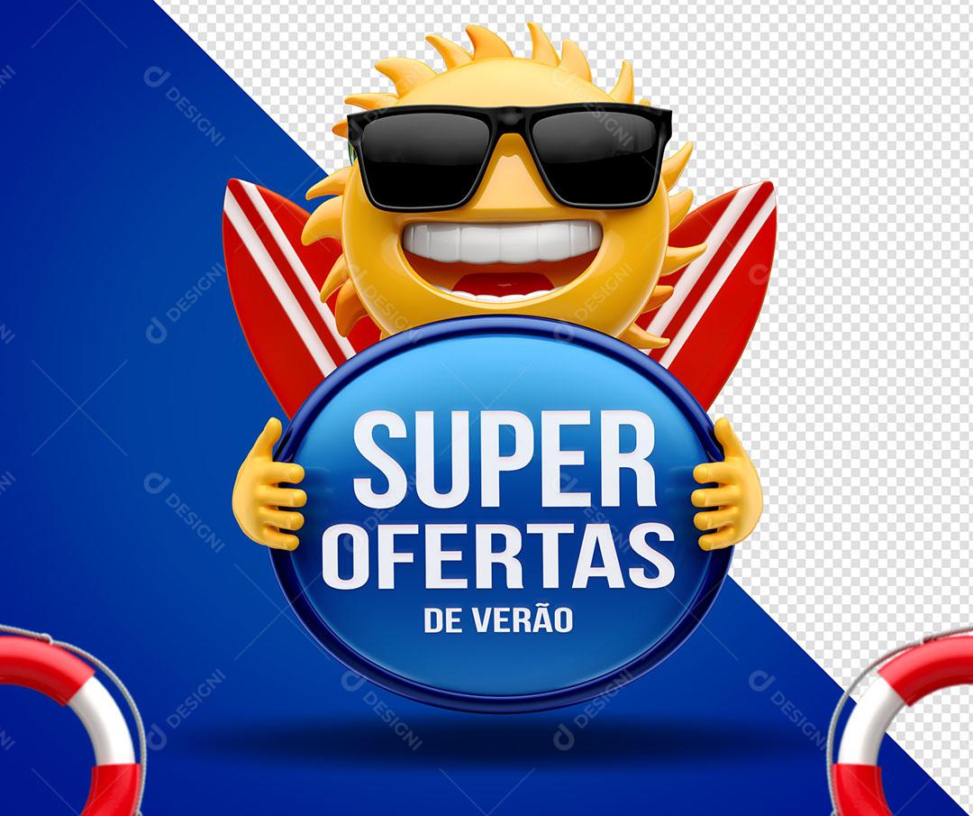 Super Ofertas de Verão Selo 3D Para Composição PSD Premium