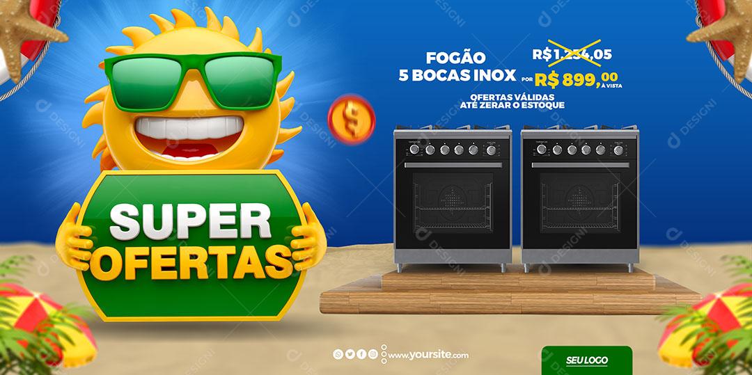 Social Media Banner Super Ofertas Produtos Eletrodomésticos PSD Editável