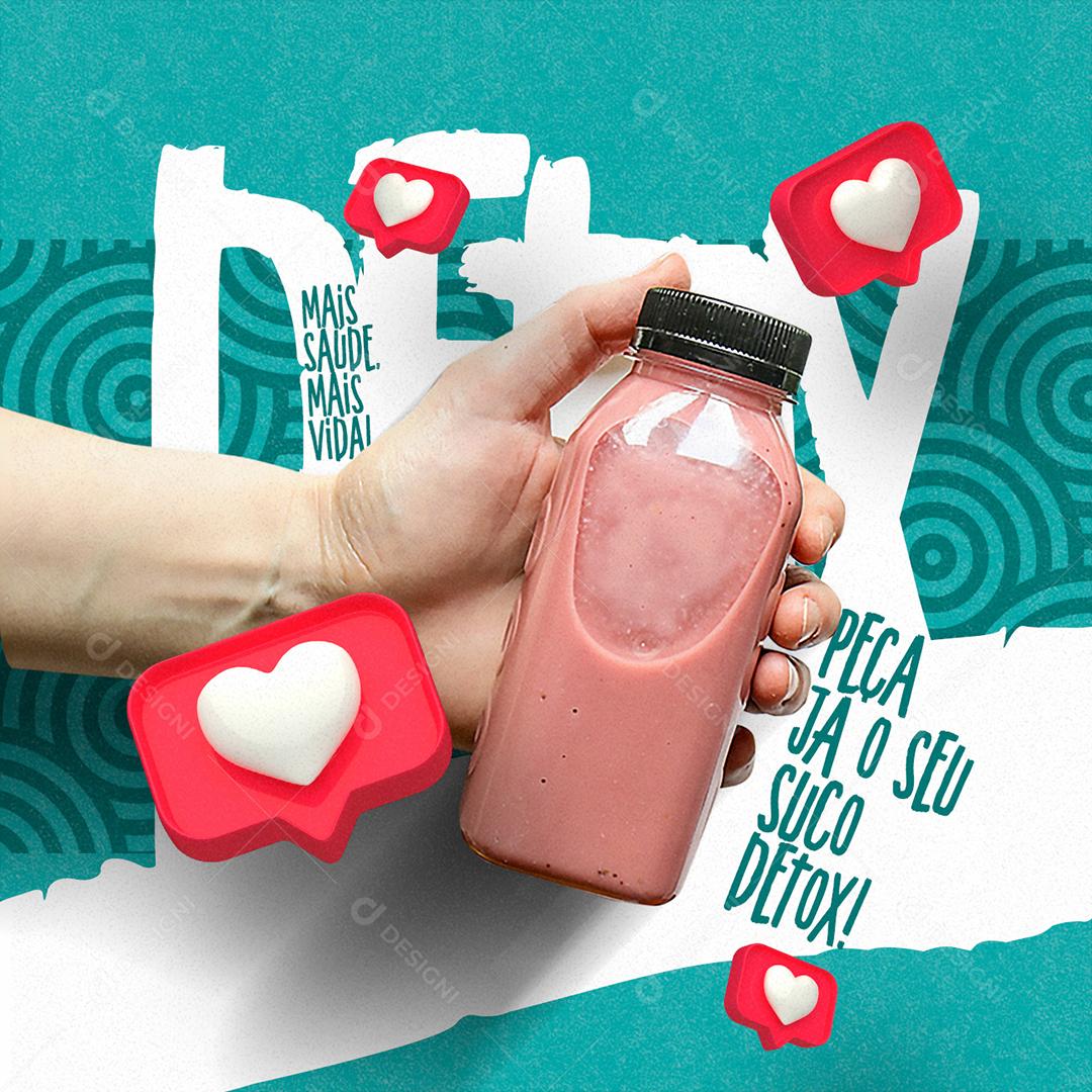Sucos Detox Peça Já O Seu Social Media PSD Editável
