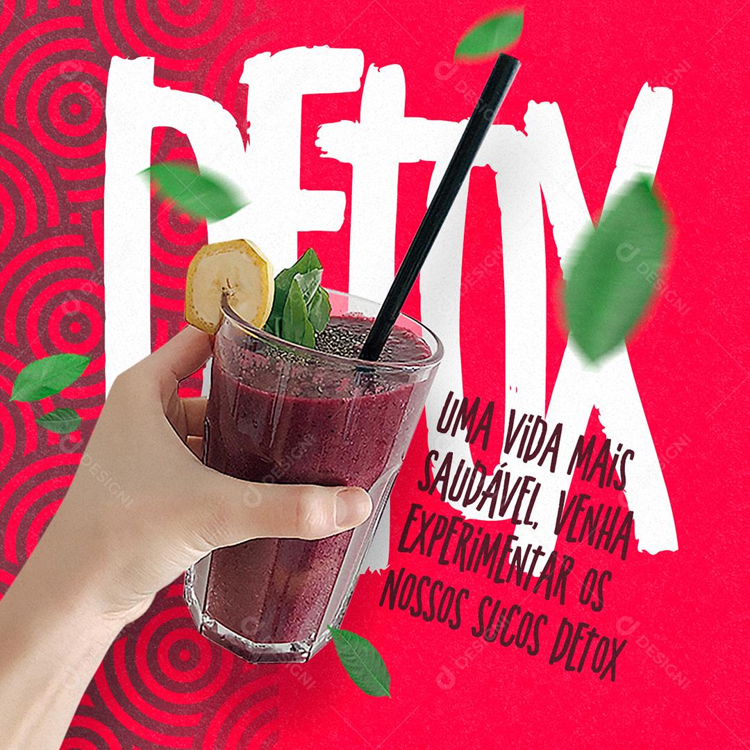 Social Media Sucos Detox Uma Vida Mais Saudável PSD Editável