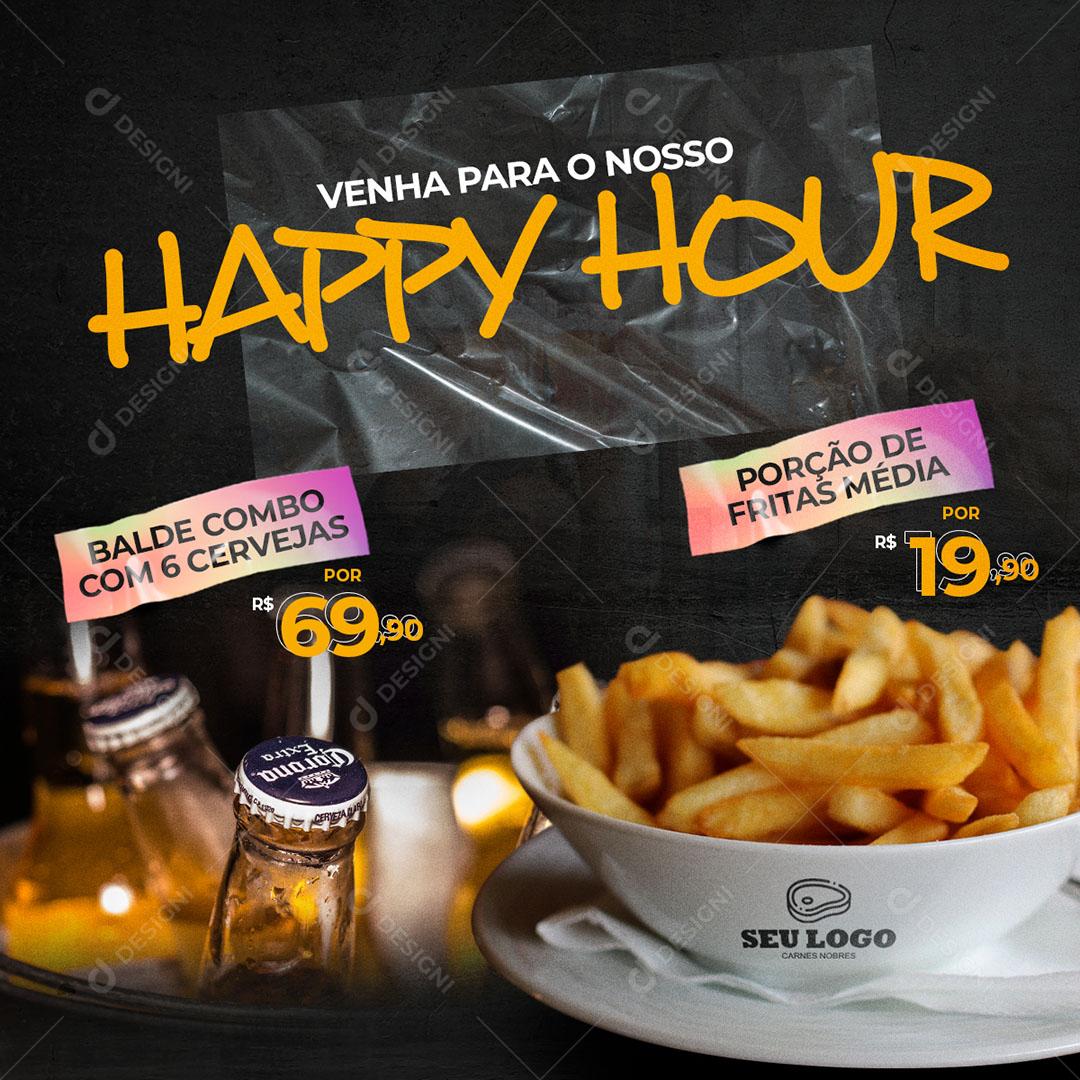 Social Media Venha Para Nosso Happy Hour PSD Editável