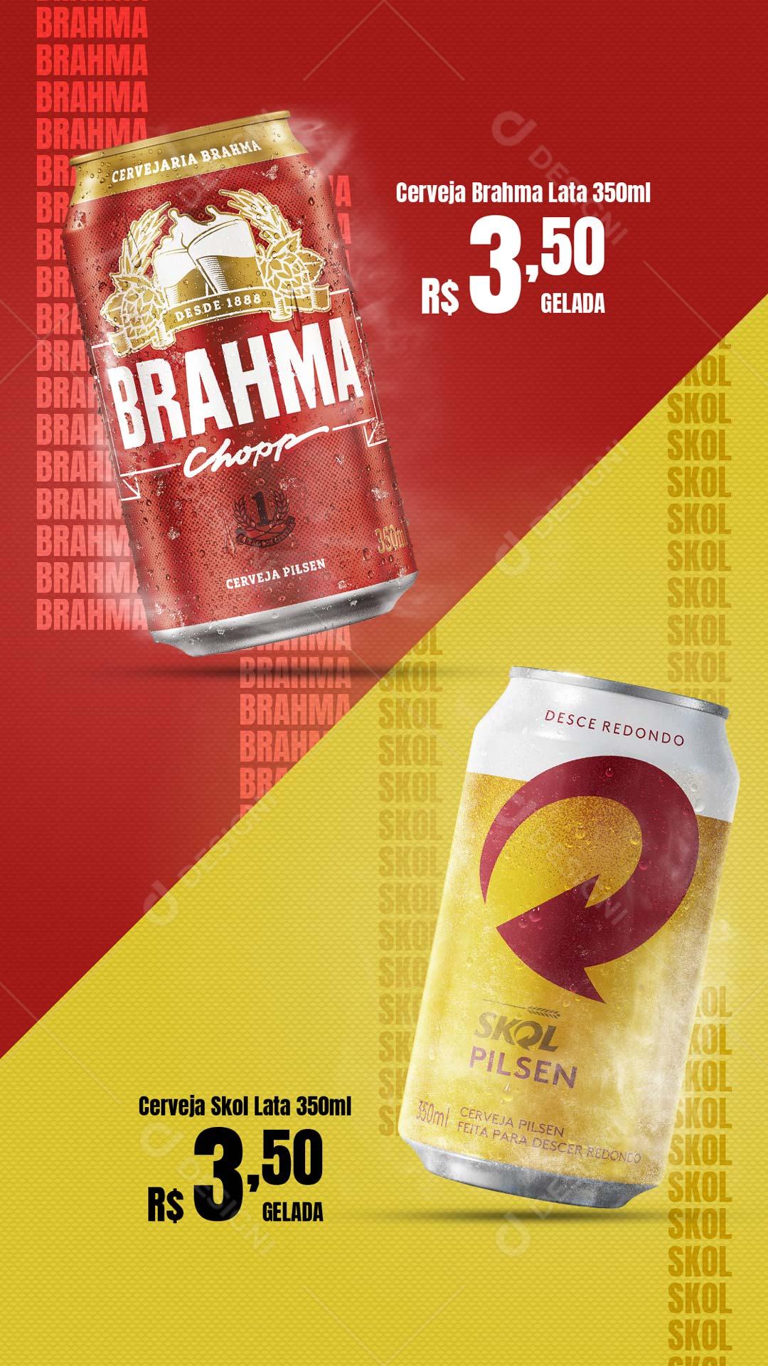 Cerveja Brahma ou Skol Social Media PSD Editável