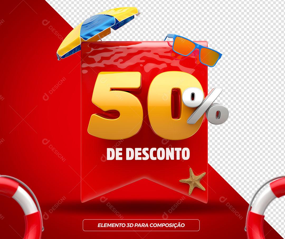 50% de Desconto Elemento 3D Para Composição PSD Premium