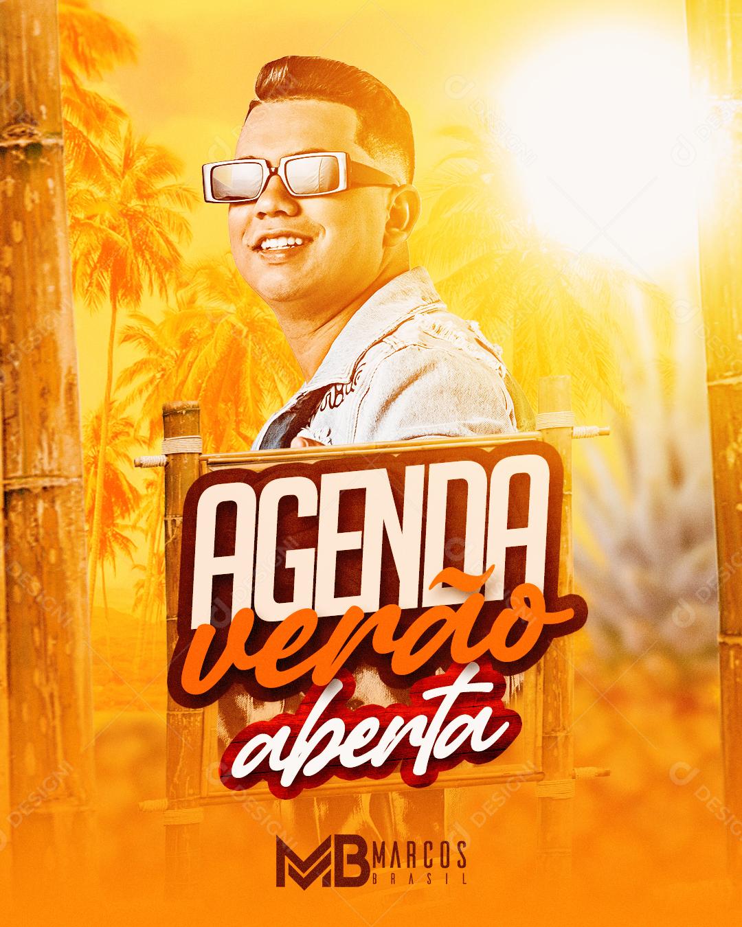 Social Media Agendas Verão Aberta Marcos Flyers PSD Editável
