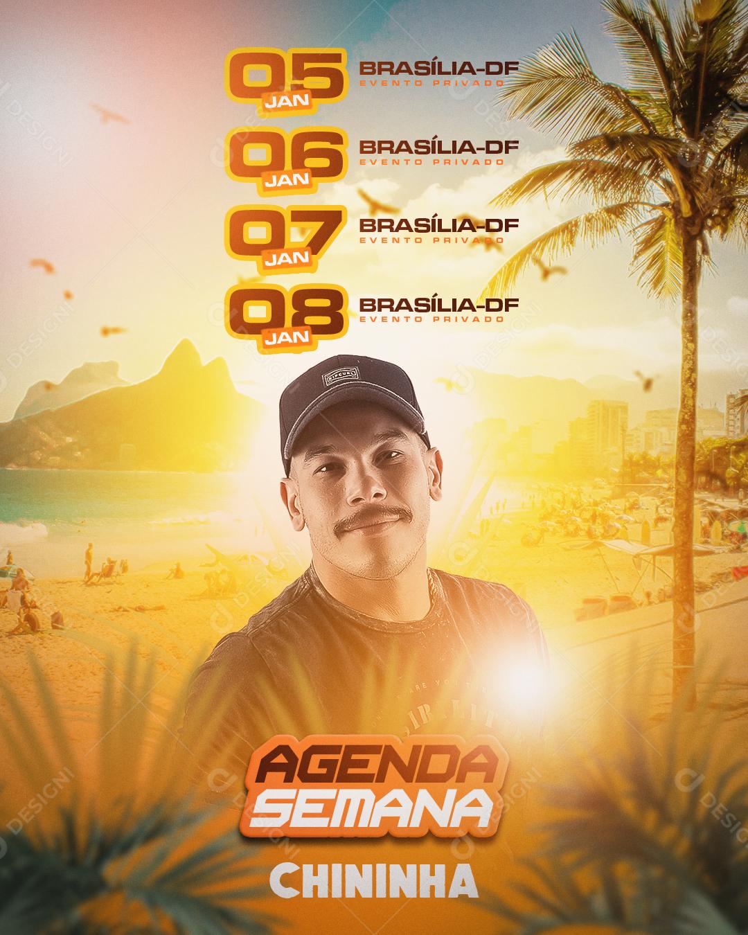 Social Media Agenda Semana Chininha Flyers PSD Editável