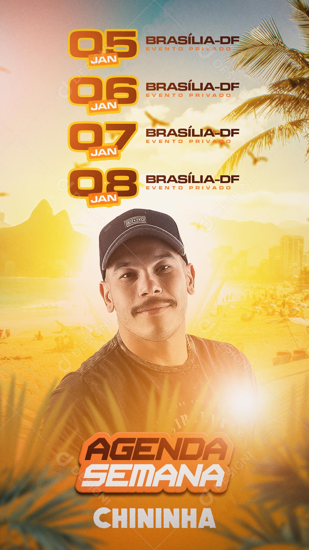 Flyers Agenda Semana Chininha Social Media PSD Editável