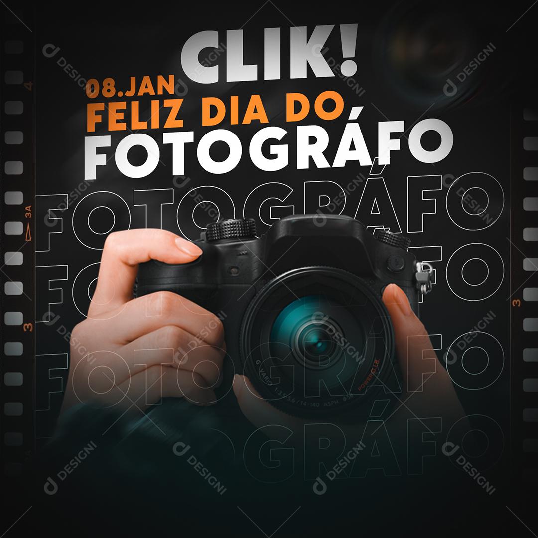 Social Media Feliz Dia Do Fotógrafo 8 De Janeiro PSD Editável