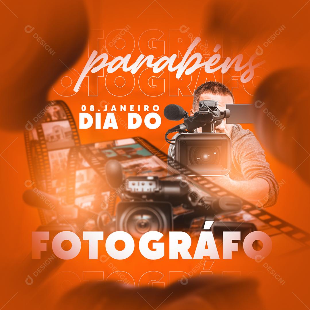 Social Media Dia Do Fotógrafo Parabéns 08 De Janeiro PSD Editável