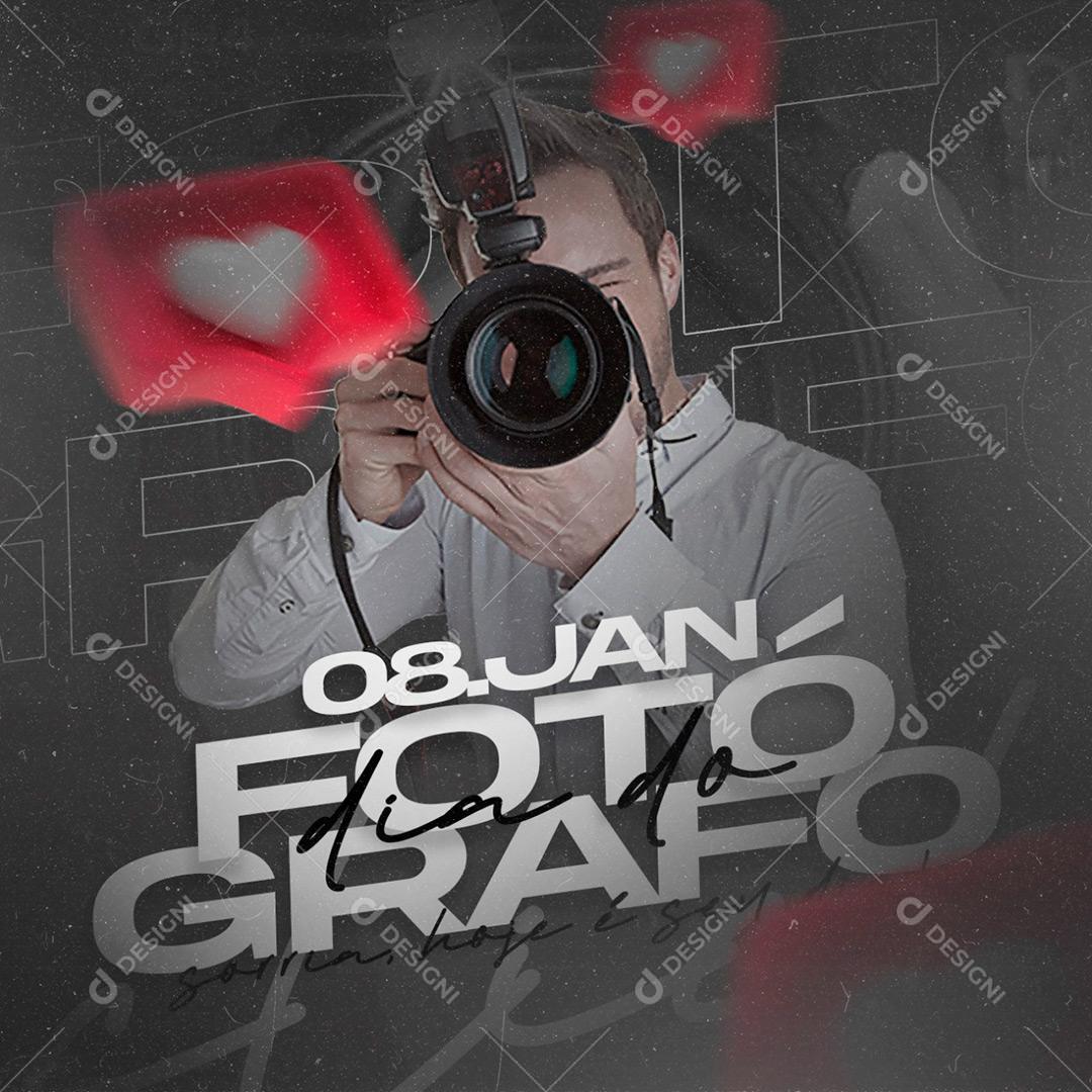 Social Media Data Comemorativa 08 de Janeiro Dia do Fotógrafo PSD Editável