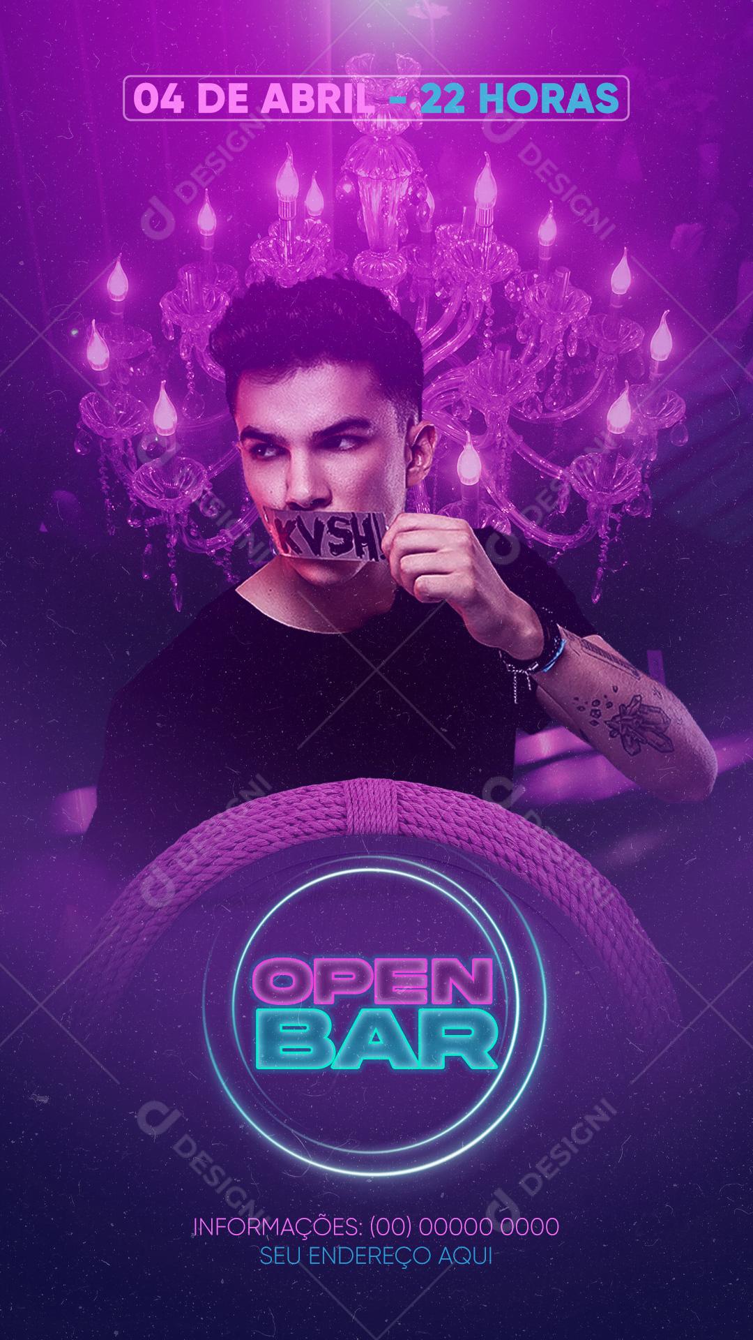 Flyers Open Bar Social Media PSD Editável