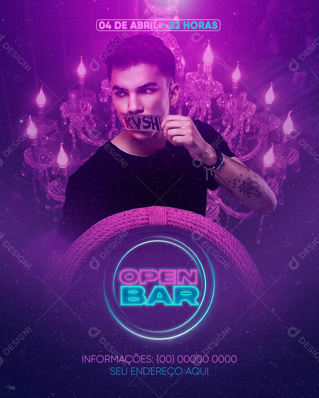 Social Media Open Bar Flyers PSD Editável