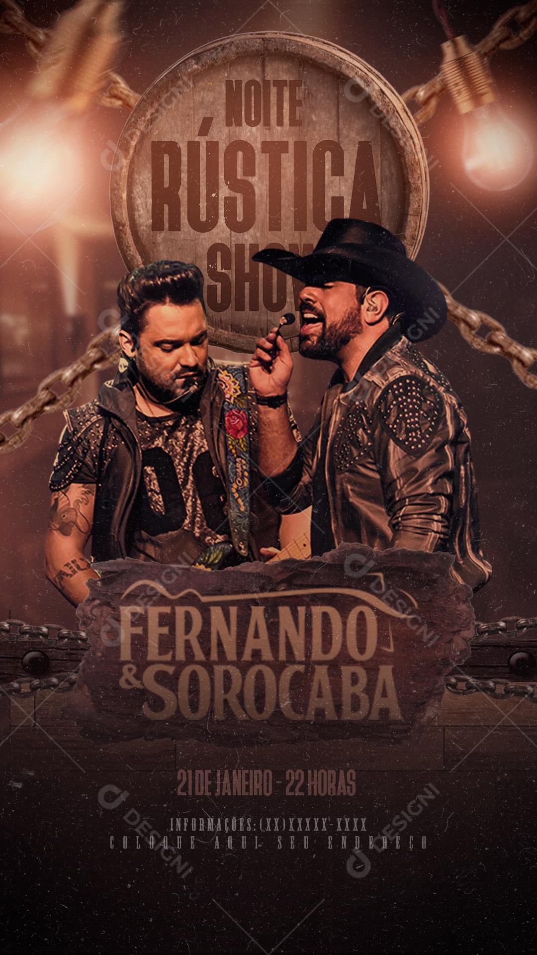 Social Media Noite Rústica Show Flyers PSD Editável