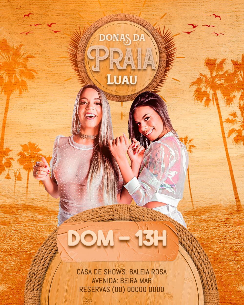 Flyers Donas Da Praia Agenda Social Media PSD Editável