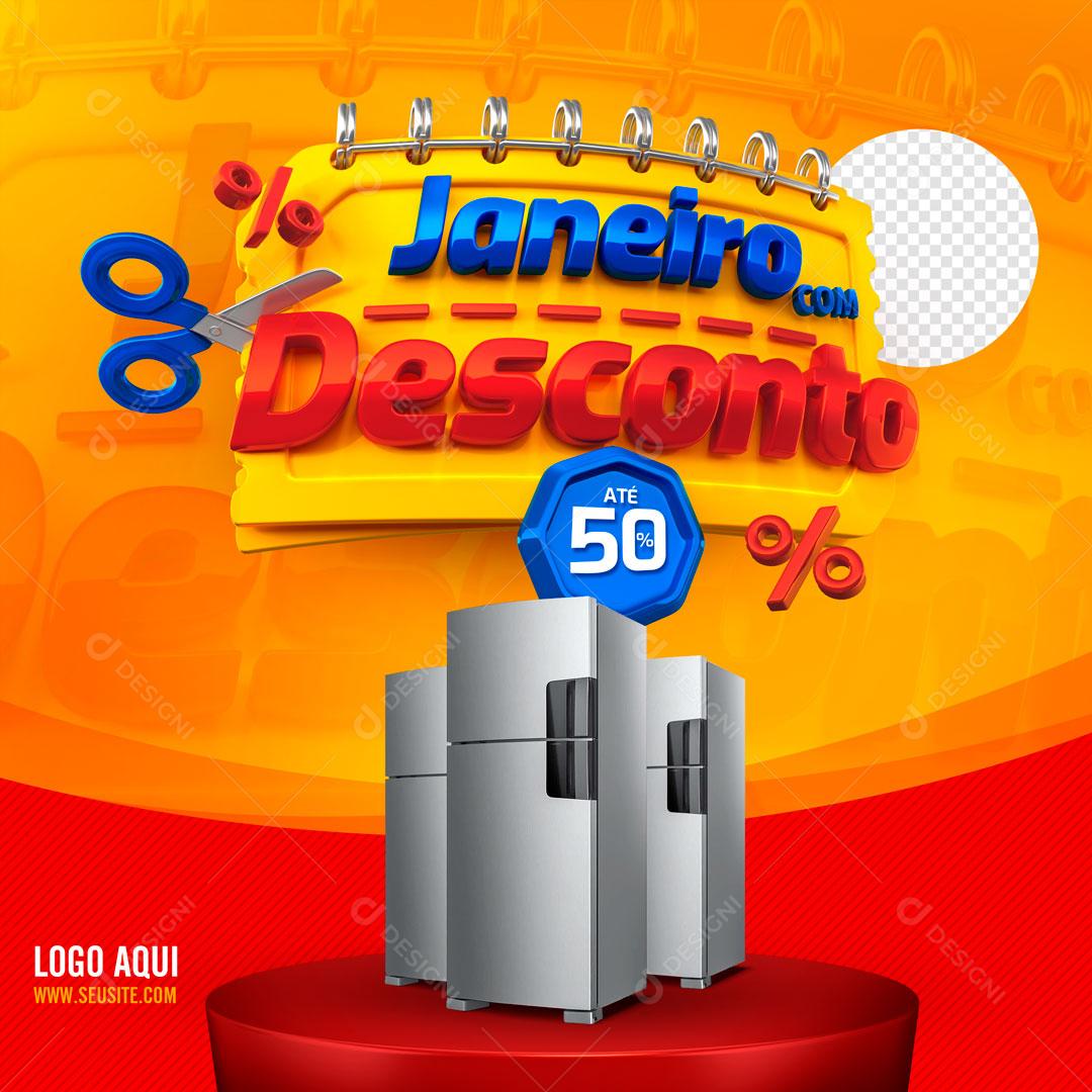 Social Media Template Janeiro Com Desconto Produtos Eletrodomésticos PSD Premium