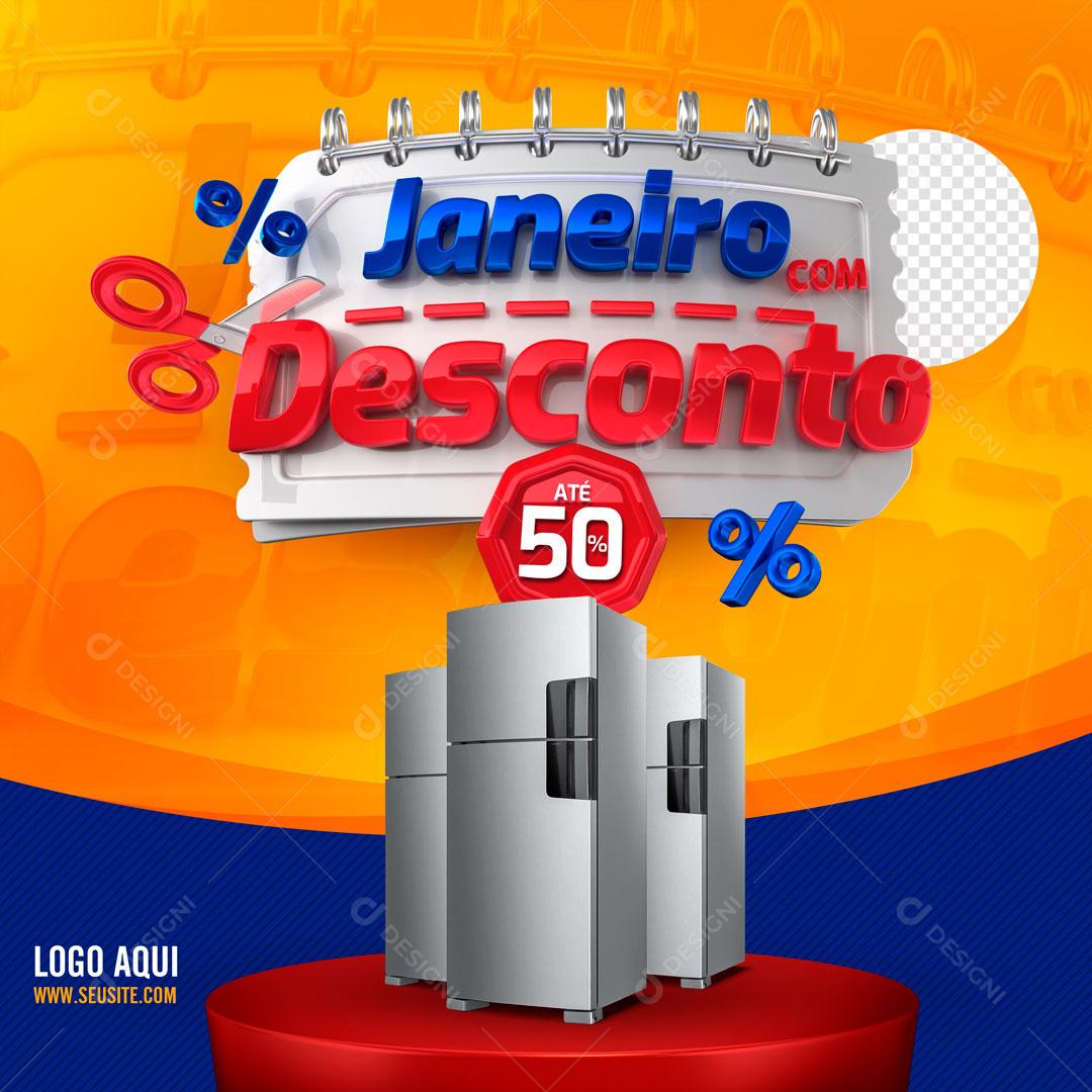 Social Media Template Janeiro Com Desconto Produtos Eletrodomésticos PSD Premium