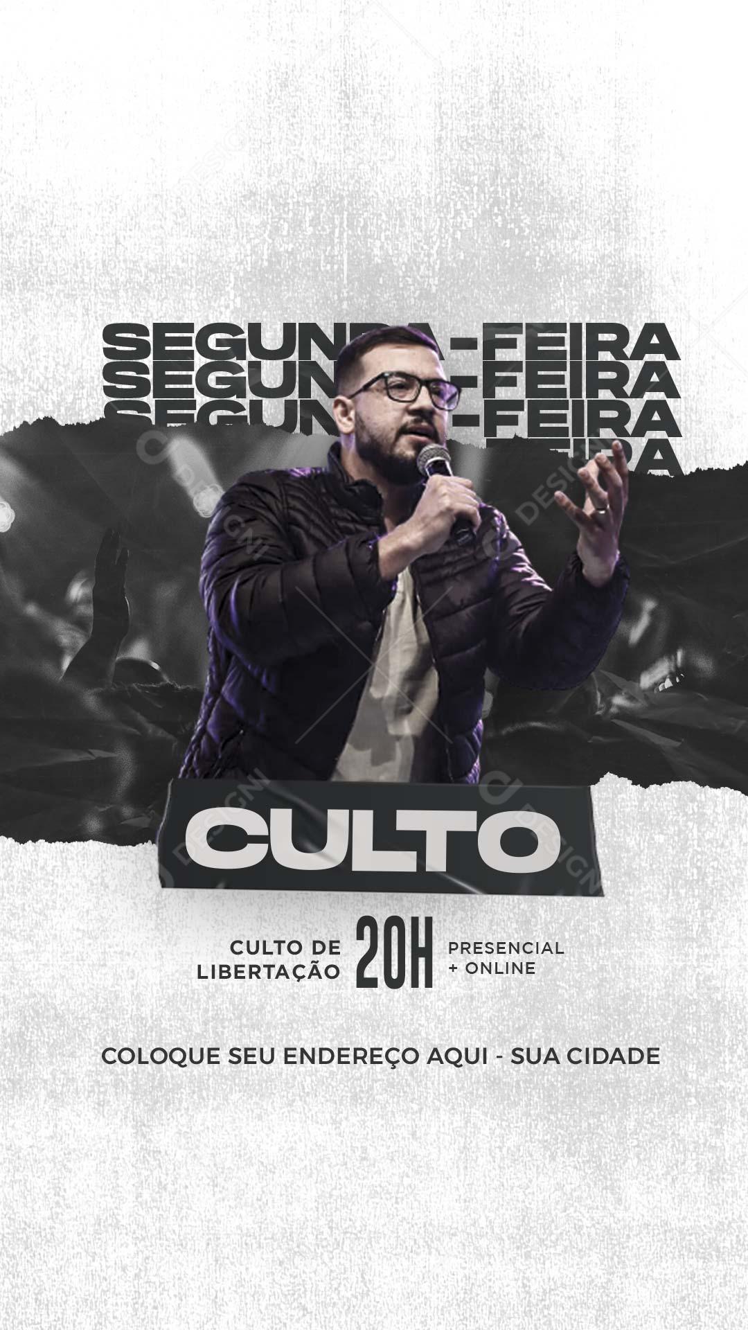 Culto de Segunda Feira Story Social Media PSD Editável