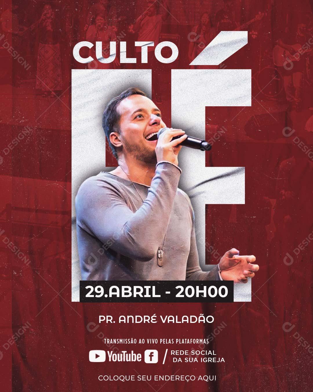 Culto Fé Social Média PSD Editável