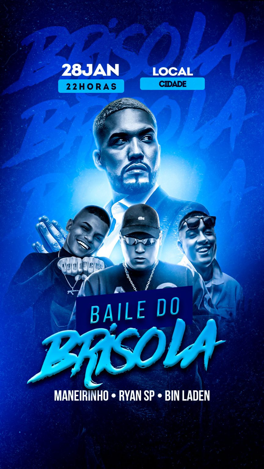 Flyer Baile do Brisola Cantores de Funk Social Media PSD Editável