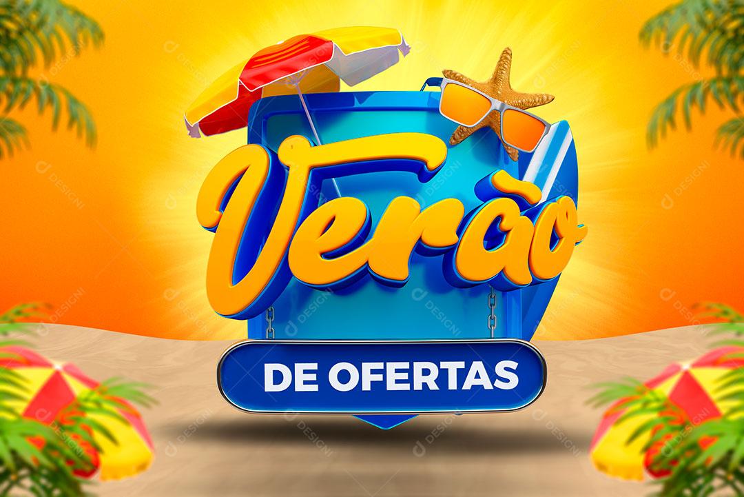 Verão De Ofertas Selo 3D Texto Editável Para Composição PSD Premium
