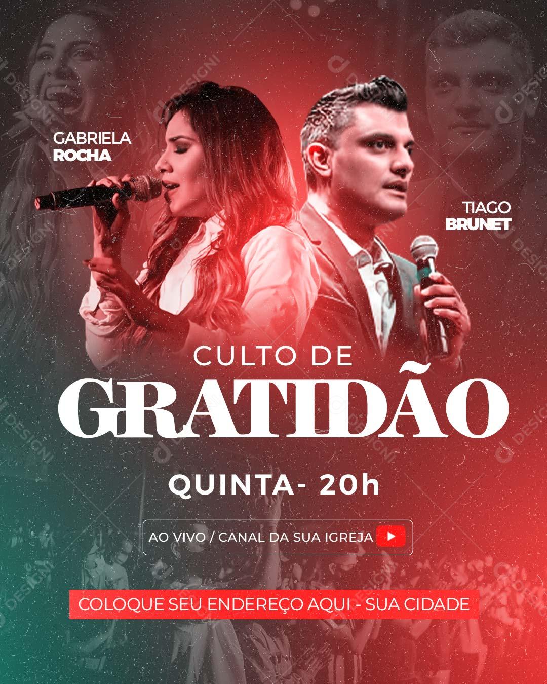 Culto de Gratidão Social Media PSD Editável