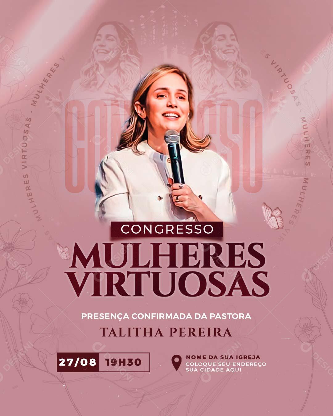 Congresso Mulheres Virtuosas Social Media PSD Editável