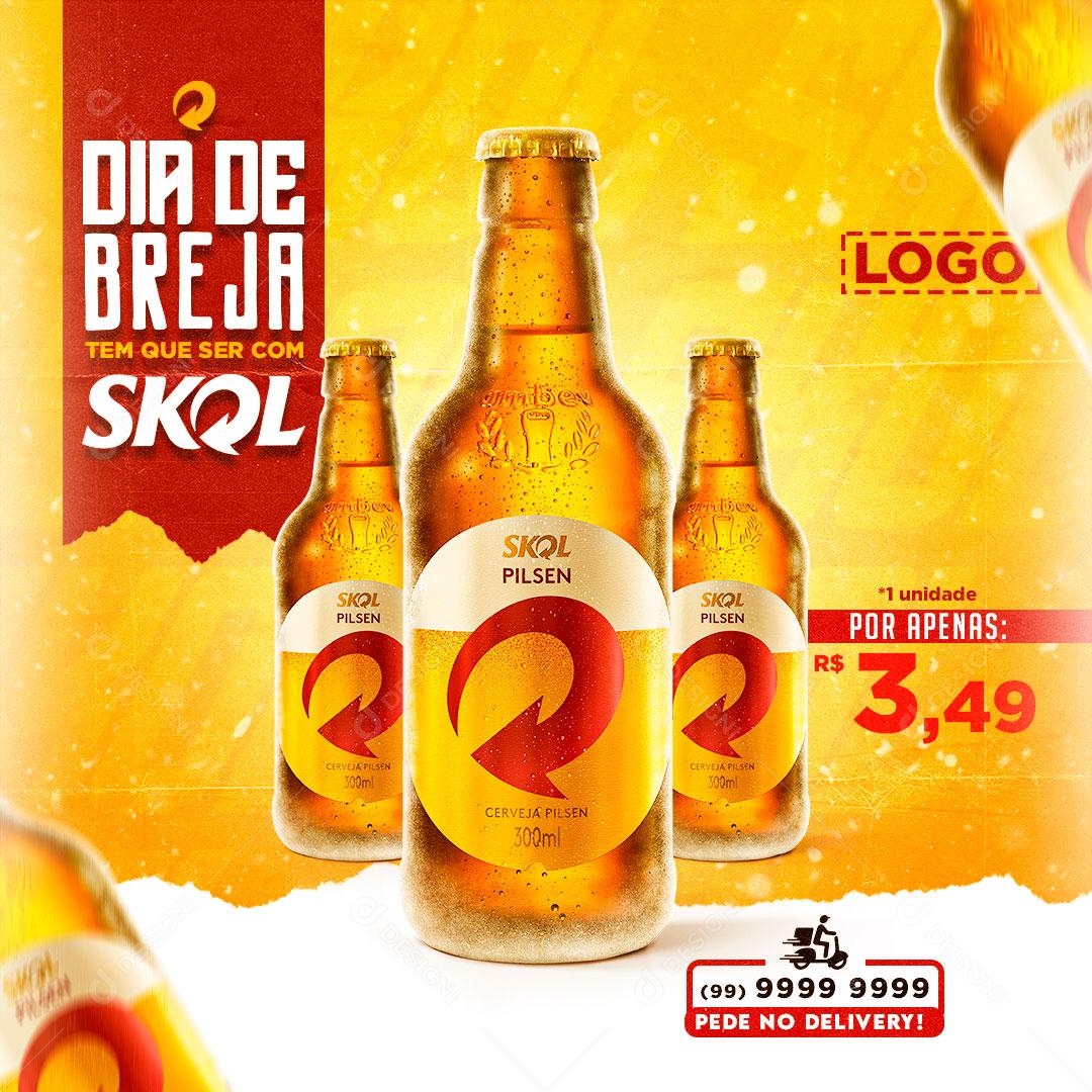 Social Media Distribuidora Dia de Breja Cerveja Skol PSD Editável
