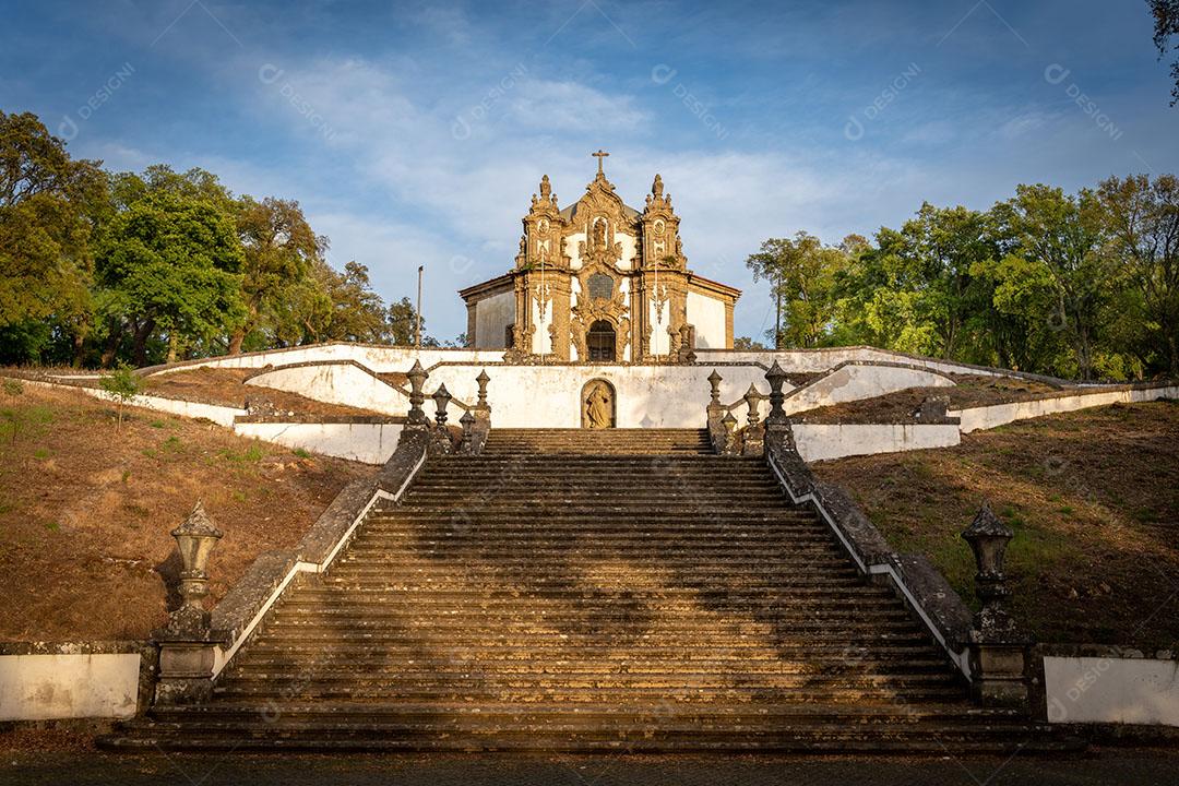 Igreja do Santuário da Falperra Ao Pôr do Sol Em Braga Portugal Imagem JPG