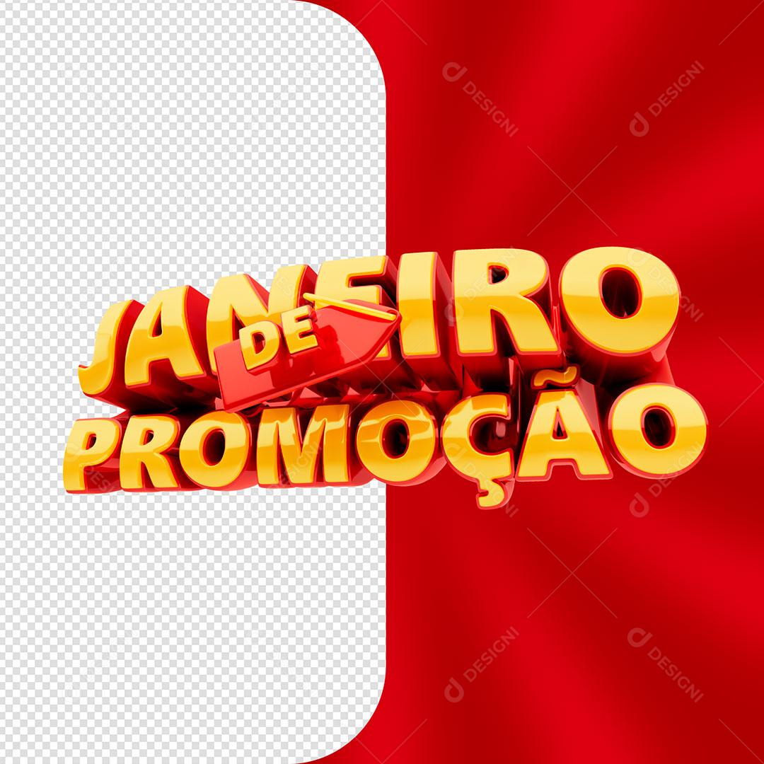 Janeiro de Promoção Selo 3D Para Composição PSD