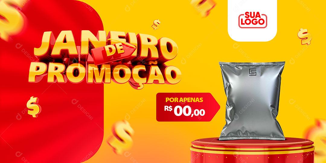 Social Media Template Banner Janeiro de Promoção Podium PSD Editável