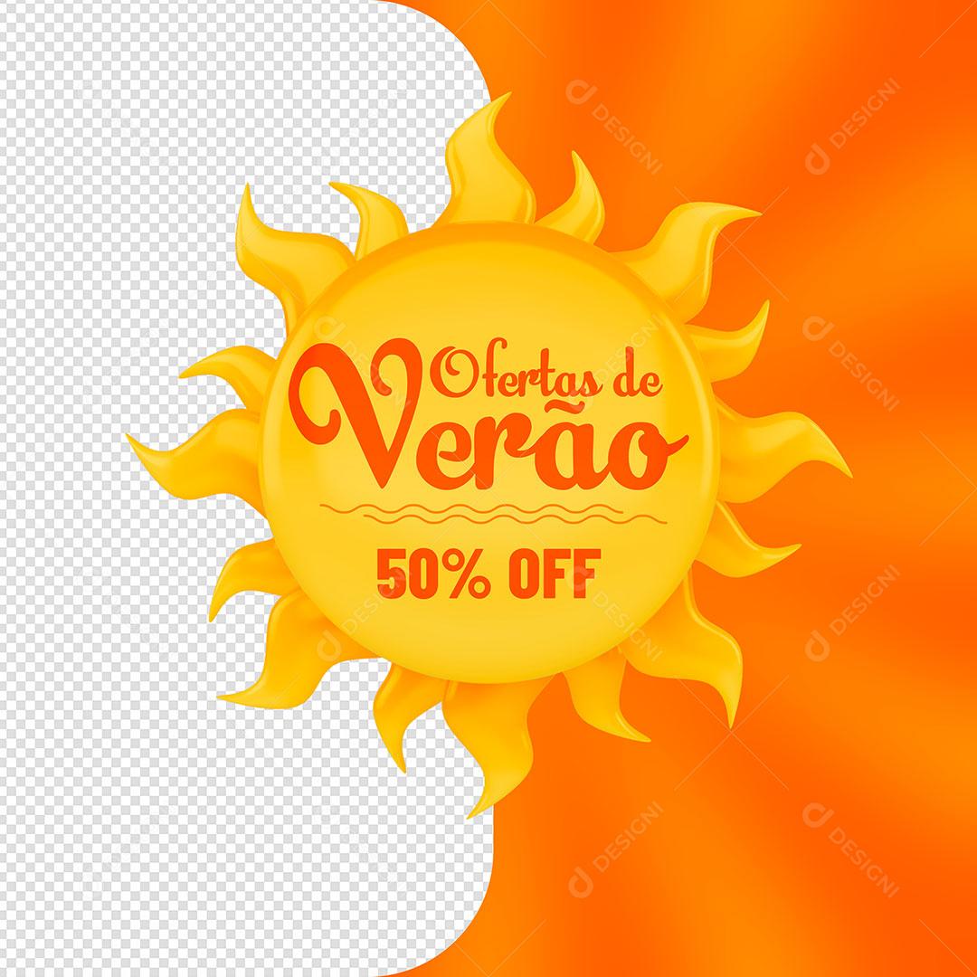 Ofertas de Verão Elemento 3D Sol Texto Editável PSD