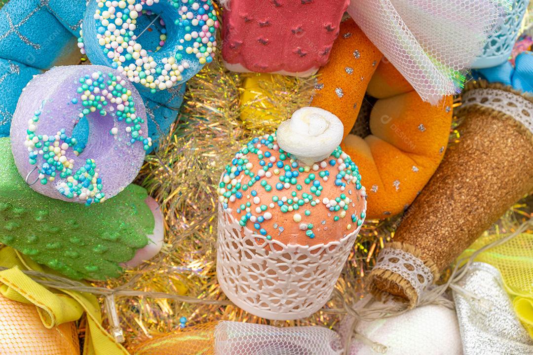 Fundo de Doces Cênicos Coloridos Cupcake, Doces, Doces, Pirulito Imagem JPG