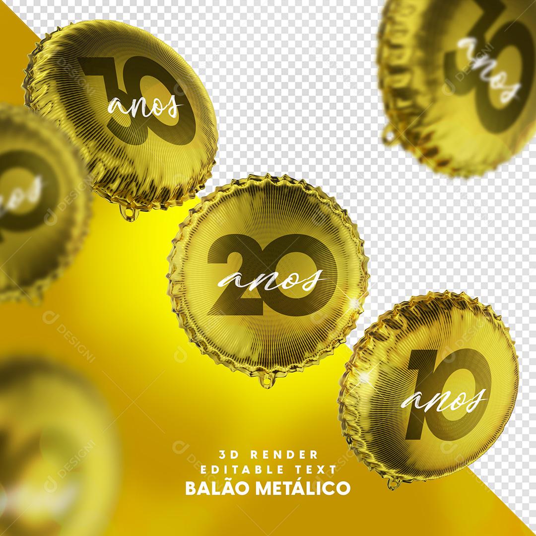 Selo 3D Balão Metálico Para Composição Texto Editável