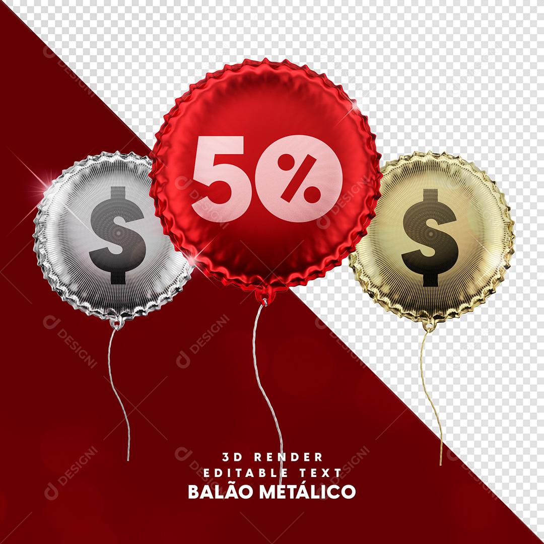 Selo 3D Balão Metálico Para Composição Texto Editável