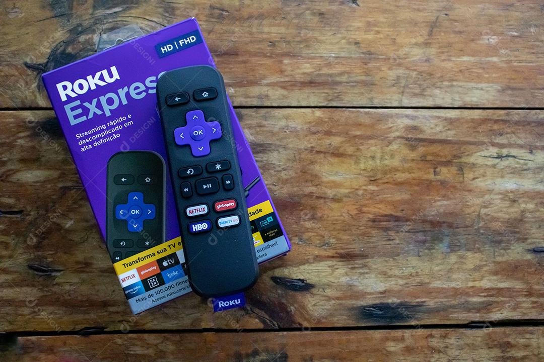 Roku Express, Aparelho de Tv Box Com Serviço de Streaming no Brasil e Controle Remoto Imagem JPG