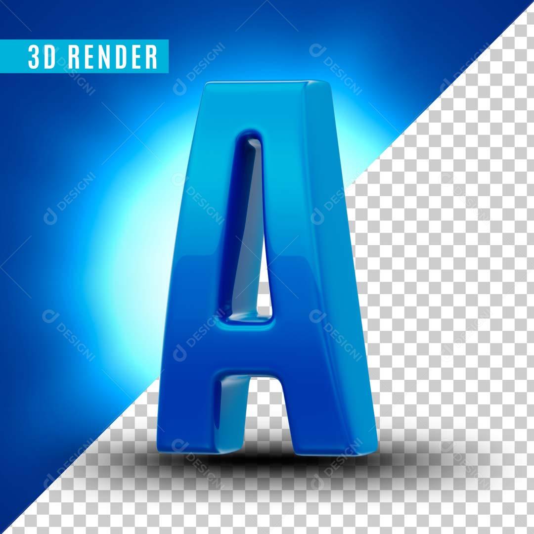 Letra A Azul Para Composição PSD Editável