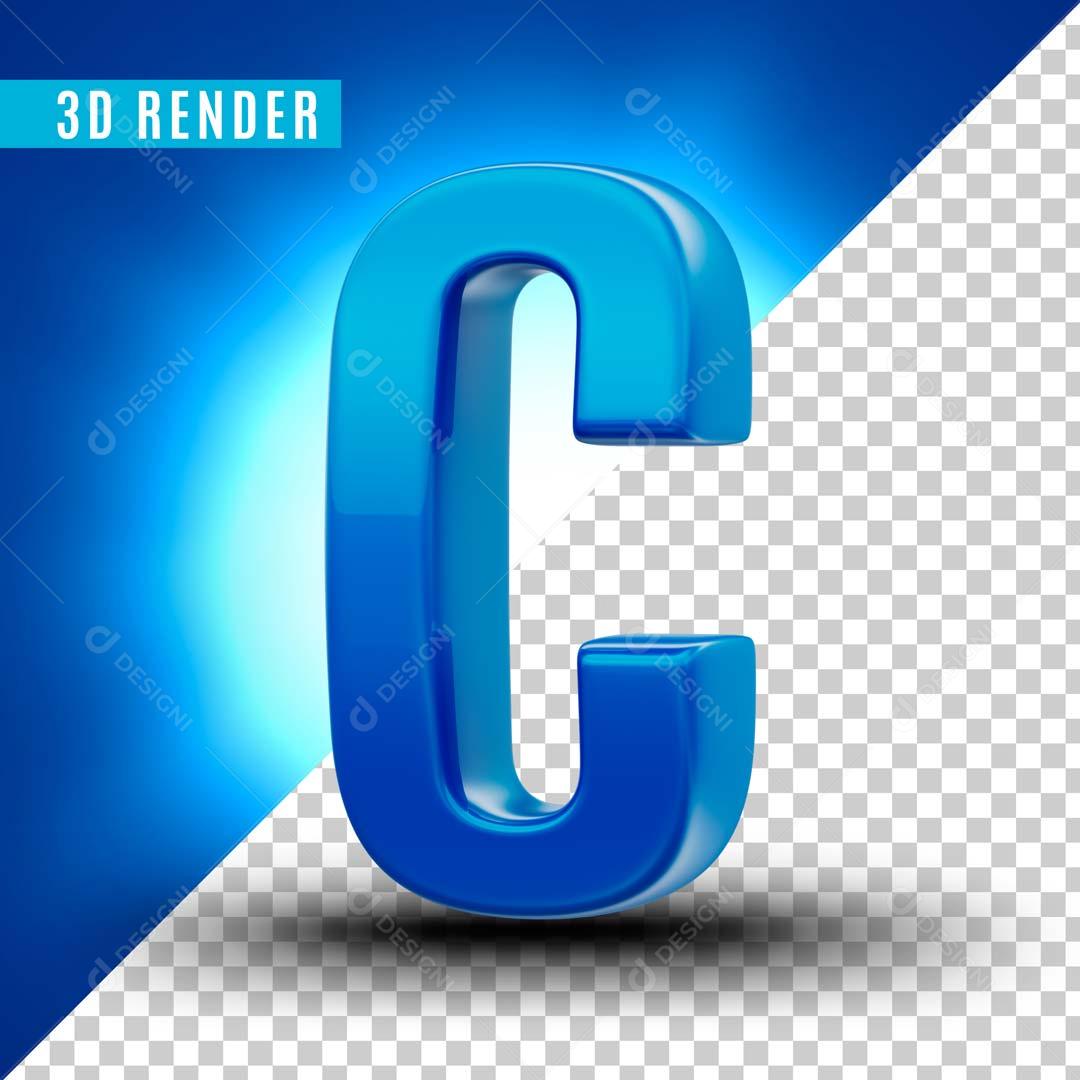 Letra C Azul Para Composição PSD Editável
