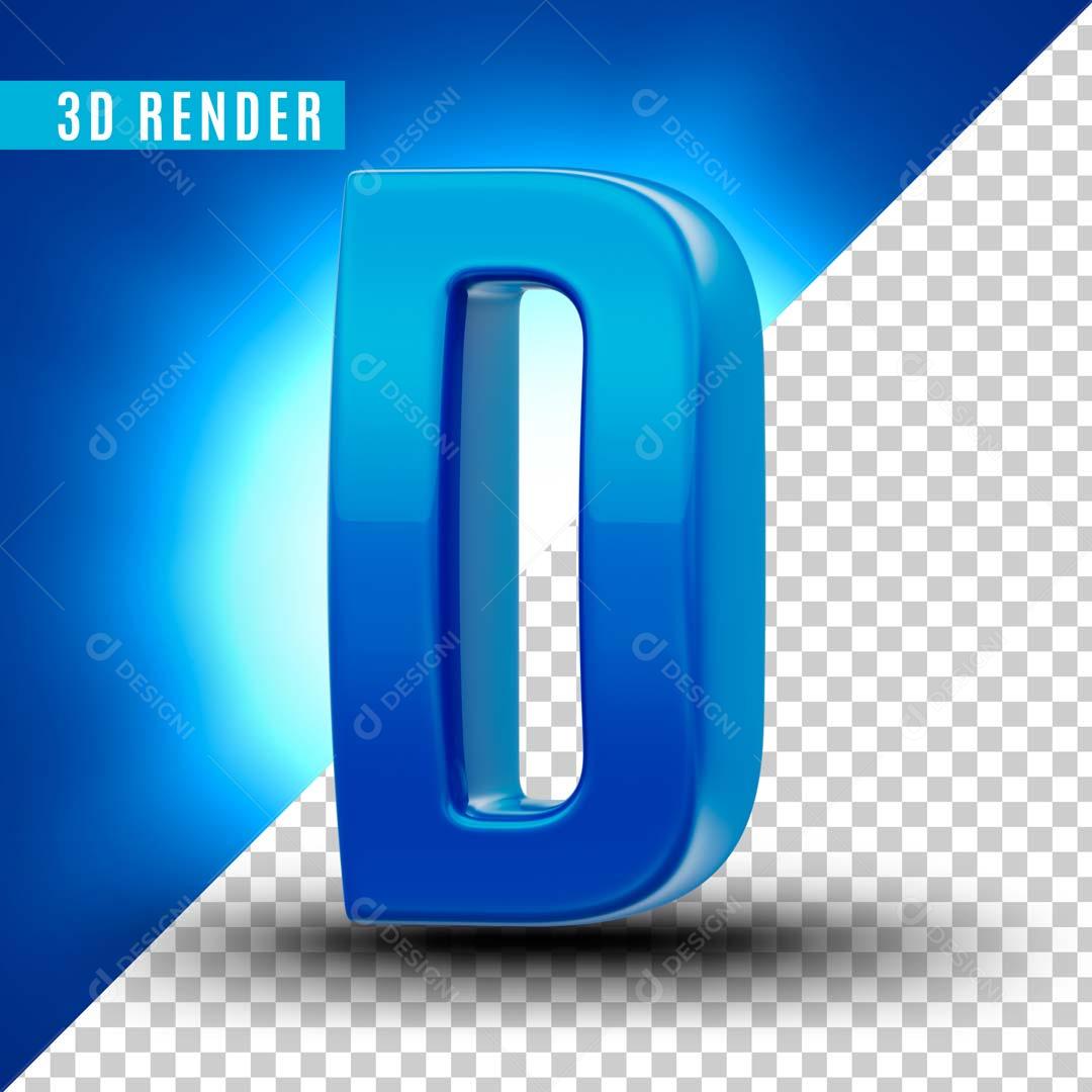 Letra D Azul Para Composição PSD Editável