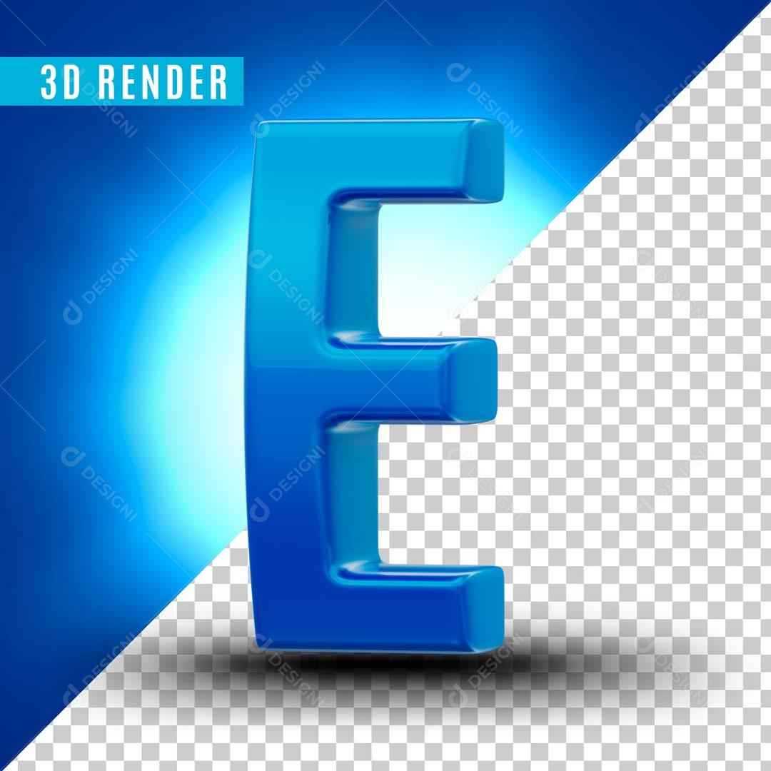 Letra E Azul Para Composição PSD Editável
