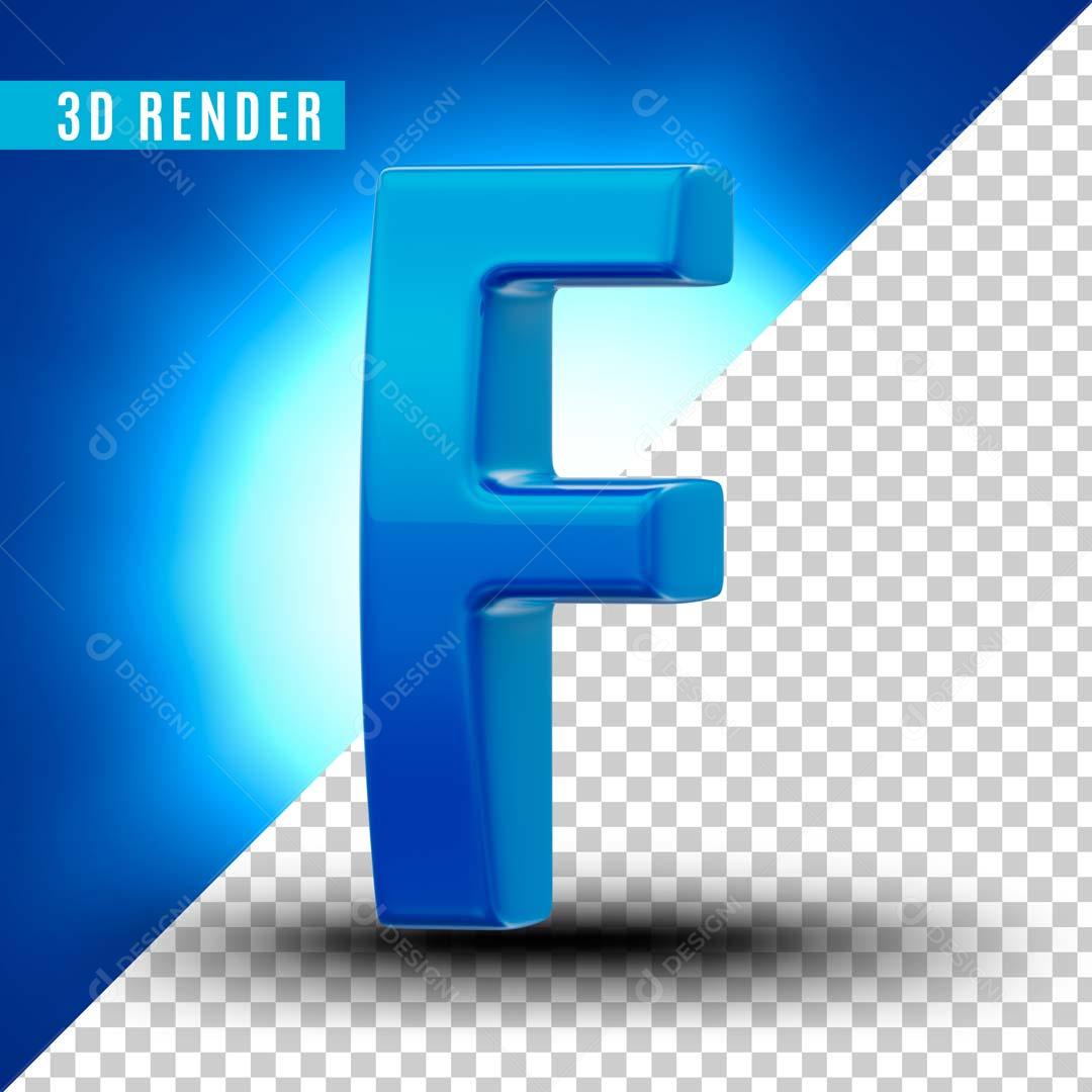 Letra F Azul Para Composição PSD Editável