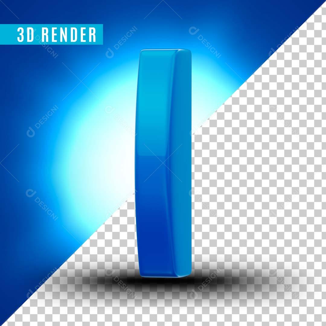 Letra I Azul Para Composição PSD Editável
