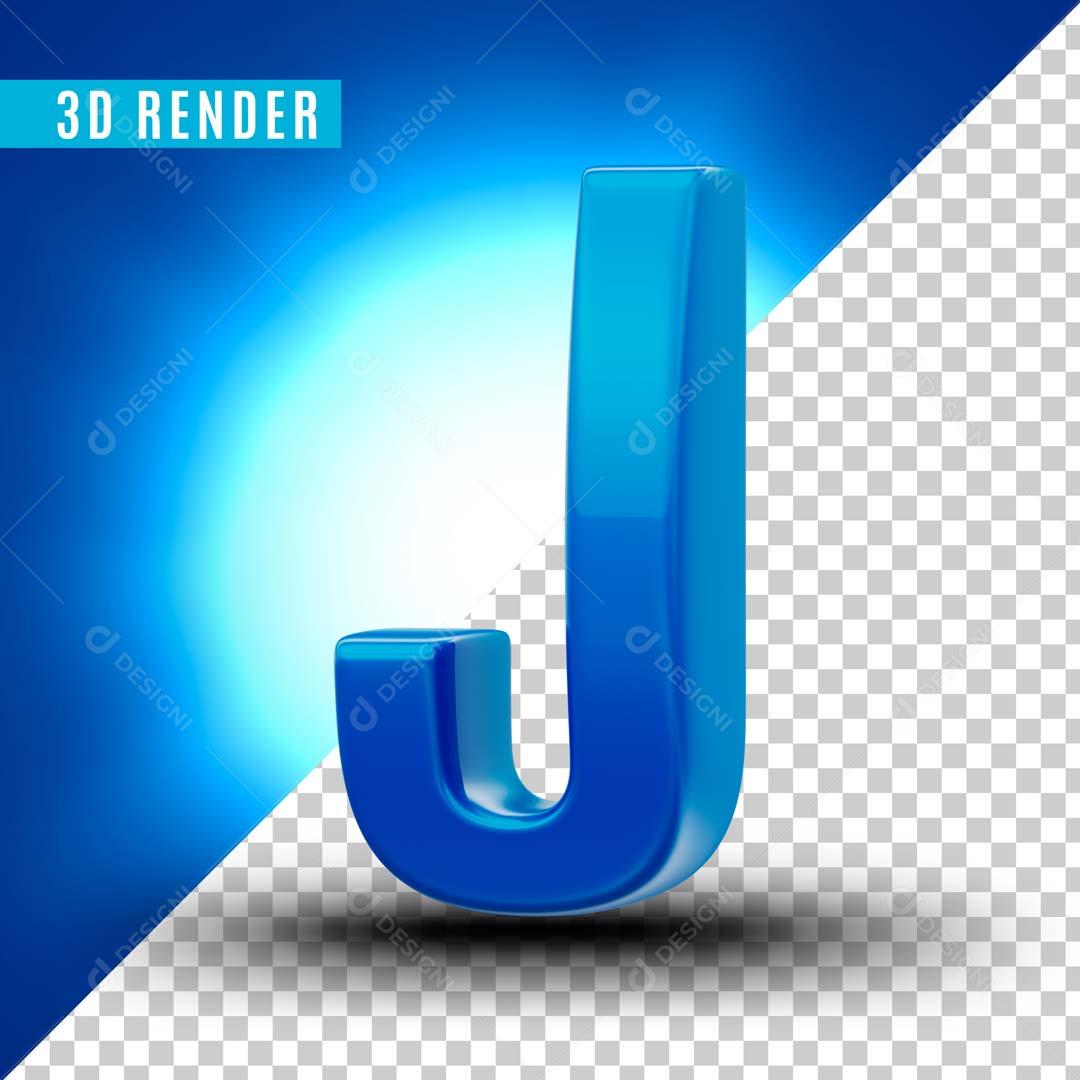 Letra J Azul Para Composição PSD Editável