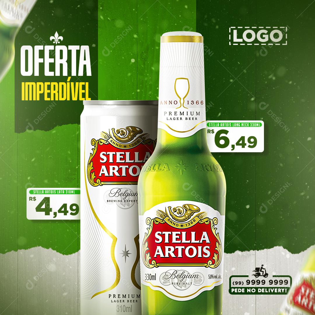 Ofertas Imperdível Stella Artois Cerveja Lata E Garrafa Social Media PSD Editável