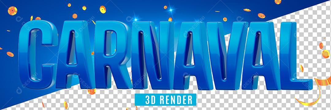 Carnaval 3D Azul Para Composição PSD Editável