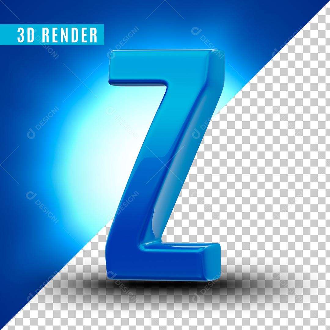 Letra Z Azul Para Composição PSD Editável