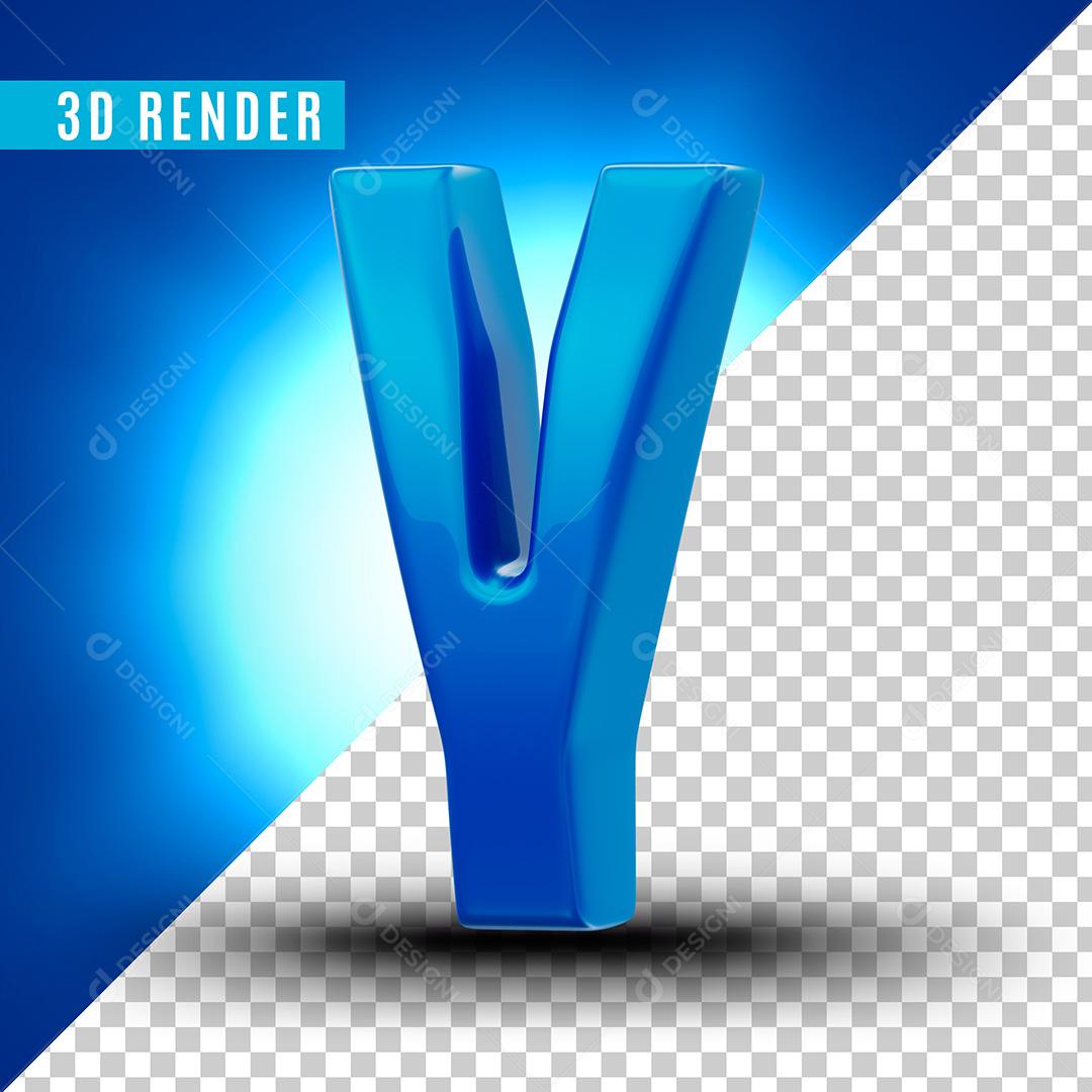 Letra Y Azul Para Composição PSD Editável