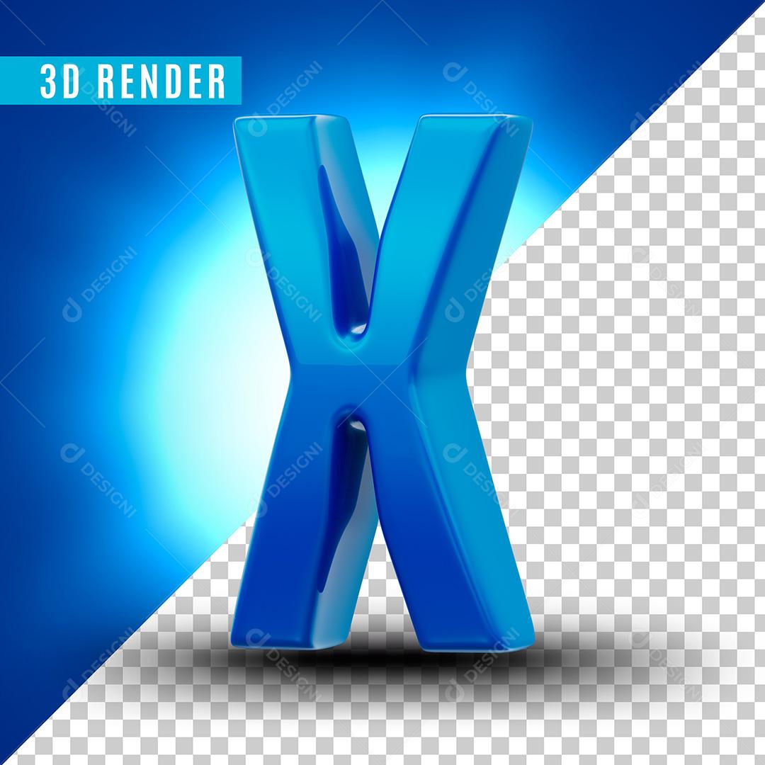 Letra X Azul Para Composição PSD Editável