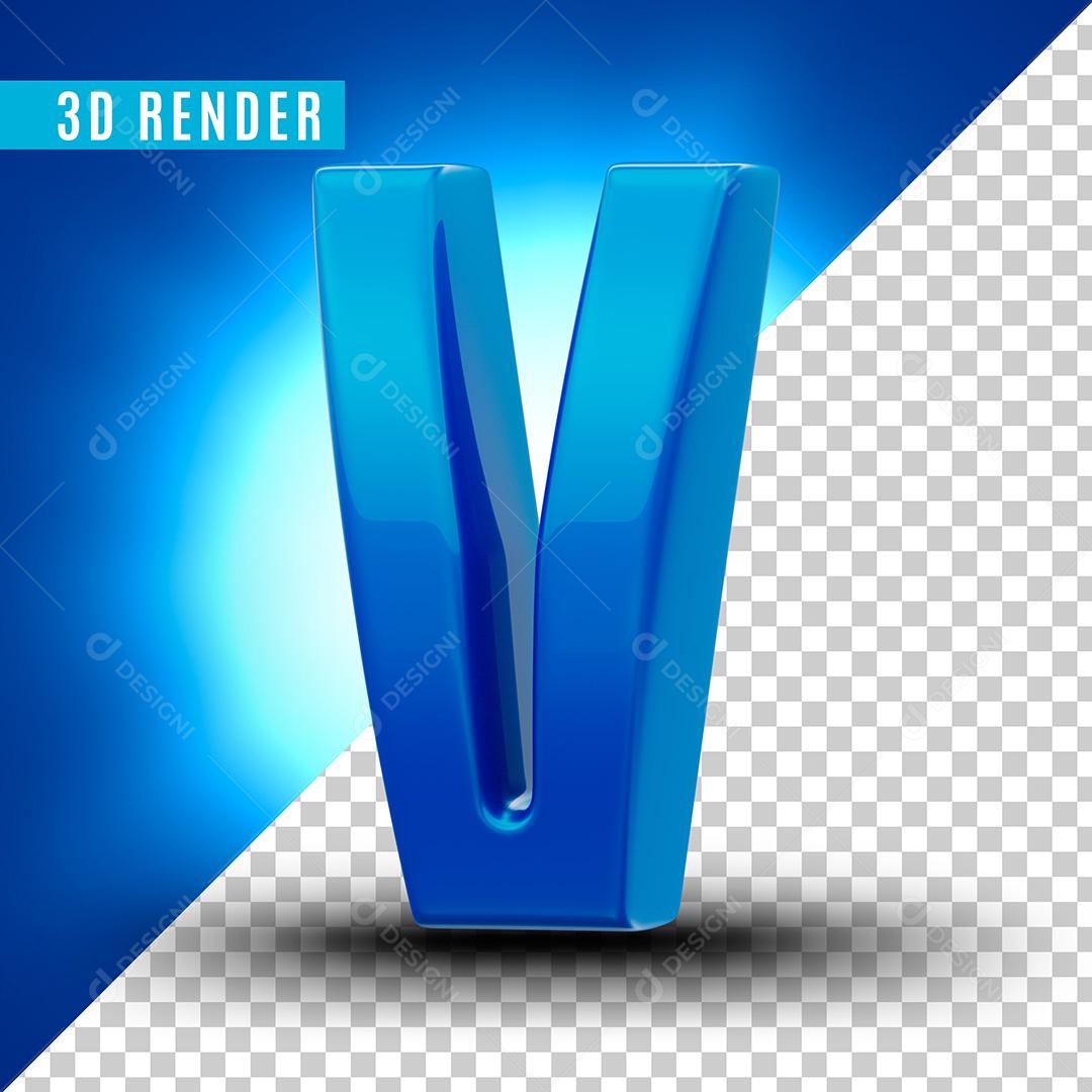 Letra V Azul Para Composição PSD Editável